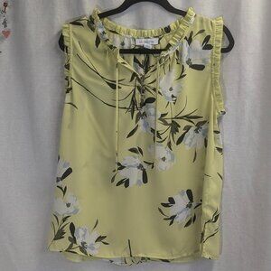 Liz Claiborne Size Large Tunic Yellow Floral